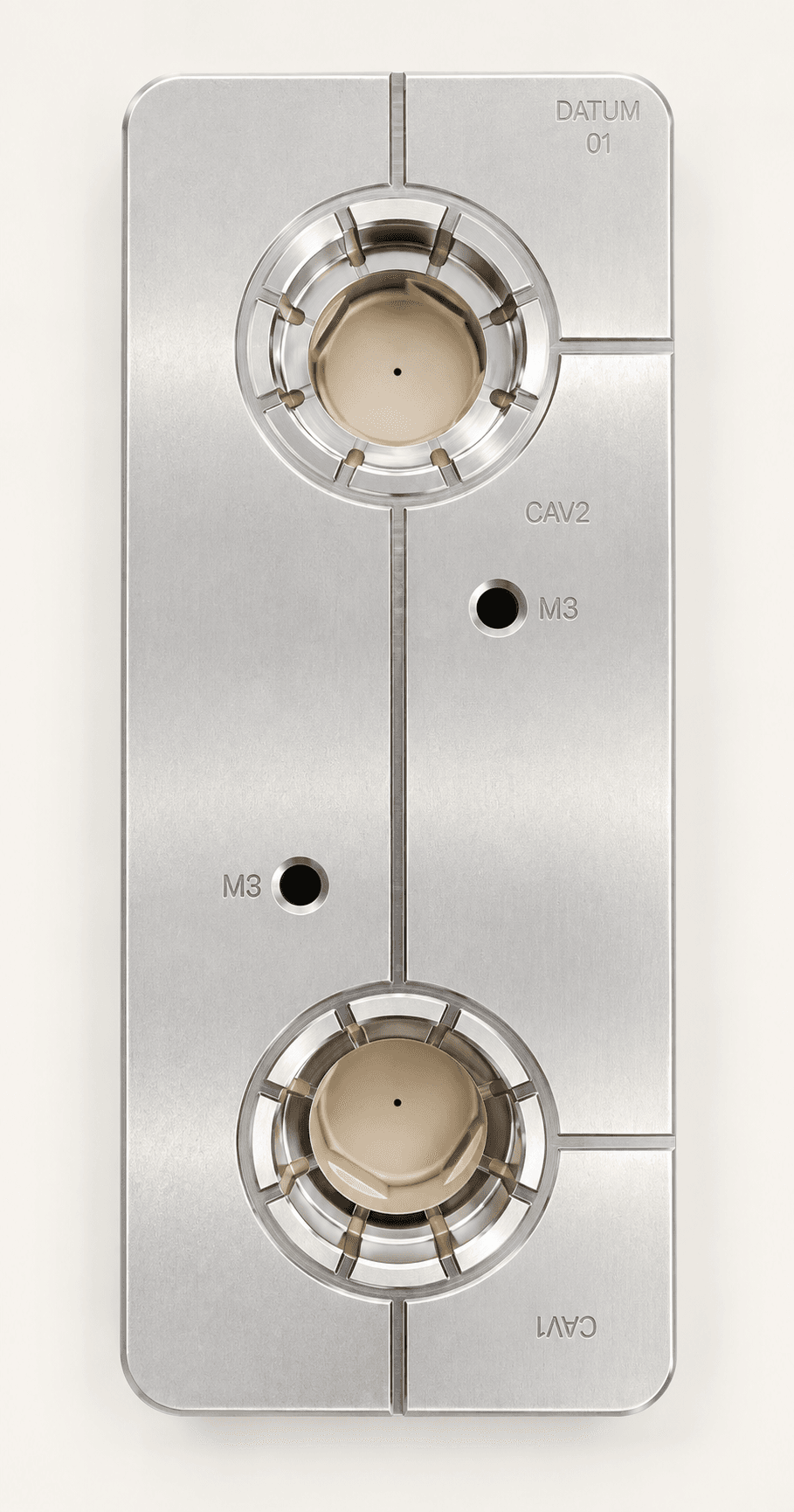 Machined fixture component with circular interfaces, slots and mounting holes