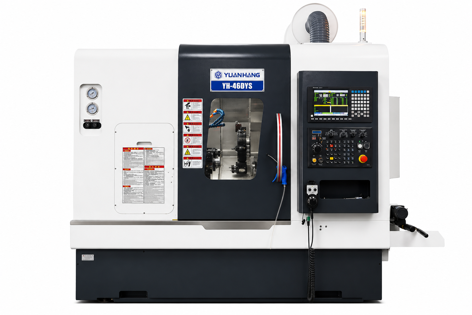 CNC mill-turn machine for rotational parts with milled features